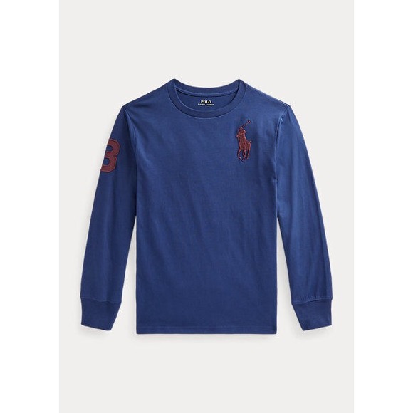 Polo Ralph Lauren‎ Big Pony Cotton Jersey T Shirt Blue Size Medium 10 12 - Picture 2 of 2